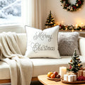 Pillow Cover Embroidered Script Piped Edge & Hidden Zipper