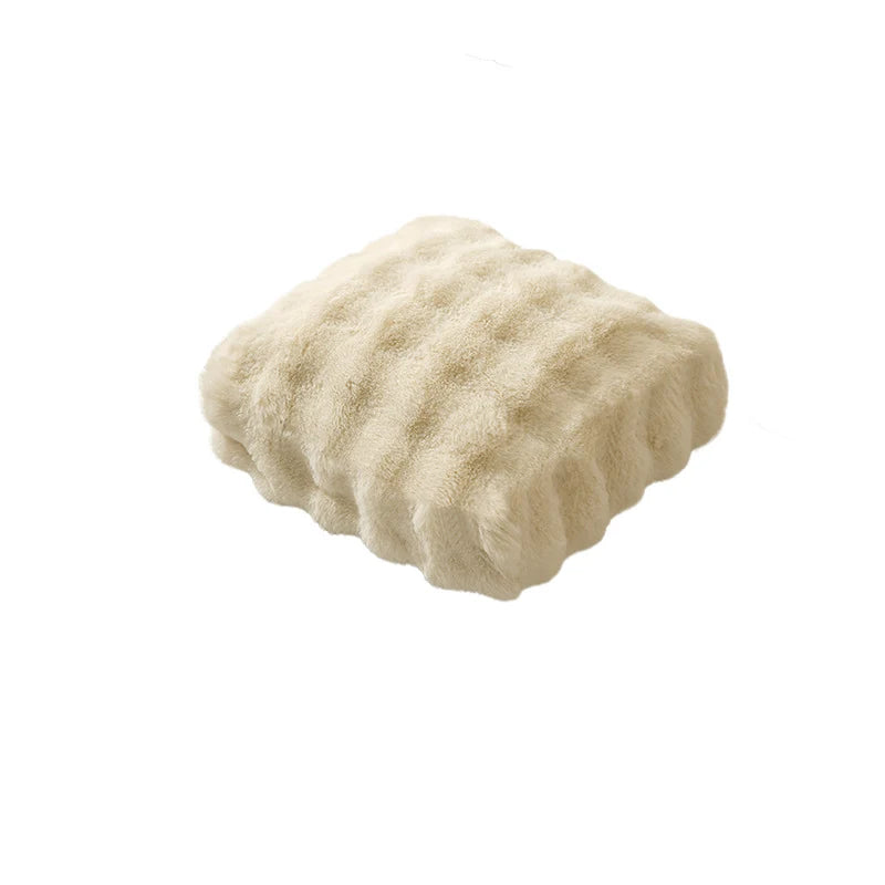Pillow Cover Faux Fur Ribbed Zipper 43x43 cm