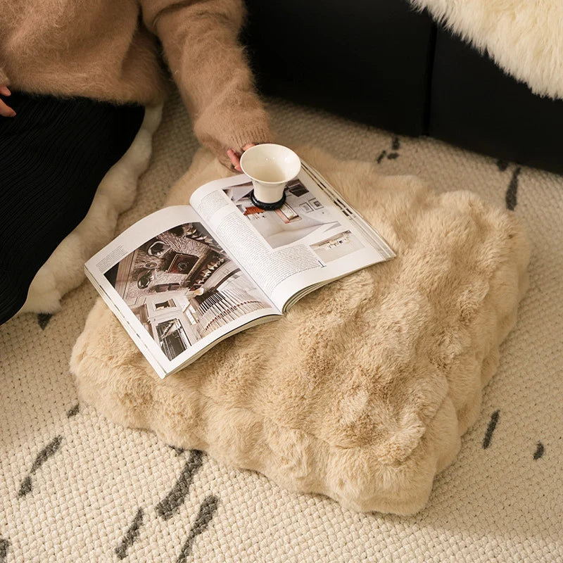 Pillow Cover Faux Fur Ribbed Zipper 43x43 cm