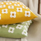 Pillow Cover Hand-Embroidered Daisy 100% Cotton Invisible Zipper