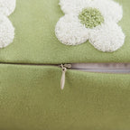 Pillow Cover Hand-Embroidered Daisy 100% Cotton Invisible Zipper