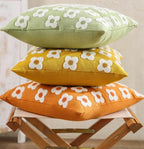 Pillow Cover Hand-Embroidered Daisy 100% Cotton Invisible Zipper