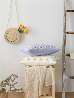 Pillow Cover Hand-Embroidered Daisy 100% Cotton Invisible Zipper