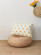 Pillow Cover Hand-Embroidered Daisy 100% Cotton Invisible Zipper