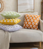 Pillow Cover Hand-Embroidered Daisy 100% Cotton Invisible Zipper