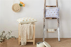Pillow Cover Hand-Embroidered Daisy 100% Cotton Invisible Zipper