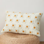 Pillow Cover Hand-Embroidered Daisy 100% Cotton Invisible Zipper
