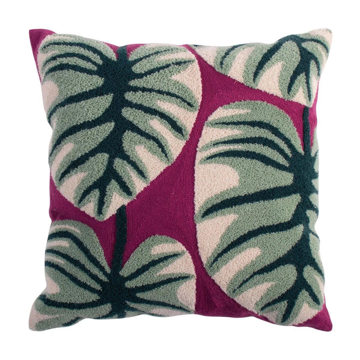 Pillow Cover Hand-Tufted Floral Appliques Cotton Blend