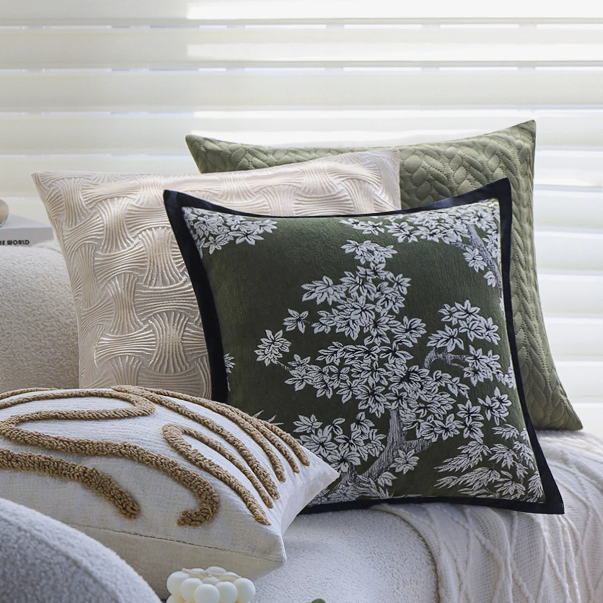 Pillow Cover Hand-Tufted Loops Cotton-Linen 18x18