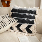 Pillow Cover Handcrafted Cotton Blend Tufted & Tassel Fringe
