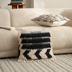 Pillow Cover Handcrafted Cotton Blend Tufted & Tassel Fringe