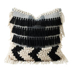 Pillow Cover Handcrafted Cotton Blend Tufted & Tassel Fringe