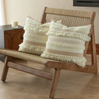 Pillow Cover Handwoven Boucle & Fringe Cotton-Linen Concealed Zipper