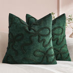 Pillow Cover Linen-Blend Raised Chenille Applique Hidden Zipper