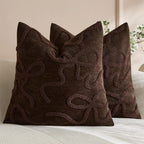 Pillow Cover Linen-Blend Raised Chenille Applique Hidden Zipper