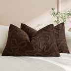 Pillow Cover Linen-Blend Raised Chenille Applique Hidden Zipper