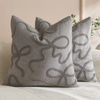 Pillow Cover Linen-Blend Raised Chenille Applique Hidden Zipper