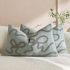 Pillow Cover Linen-Blend Raised Chenille Applique Hidden Zipper