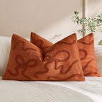 Pillow Cover Linen-Blend Raised Chenille Applique Hidden Zipper