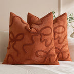 Pillow Cover Linen-Blend Raised Chenille Applique Hidden Zipper