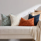 Pillow Cover Linen-Blend Raised Chenille Applique Hidden Zipper