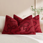 Pillow Cover Linen-Blend Raised Chenille Applique Hidden Zipper