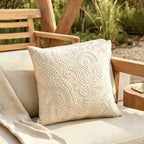 Pillow Cover Paisley Relief Embroidery Linen-Look 18x18