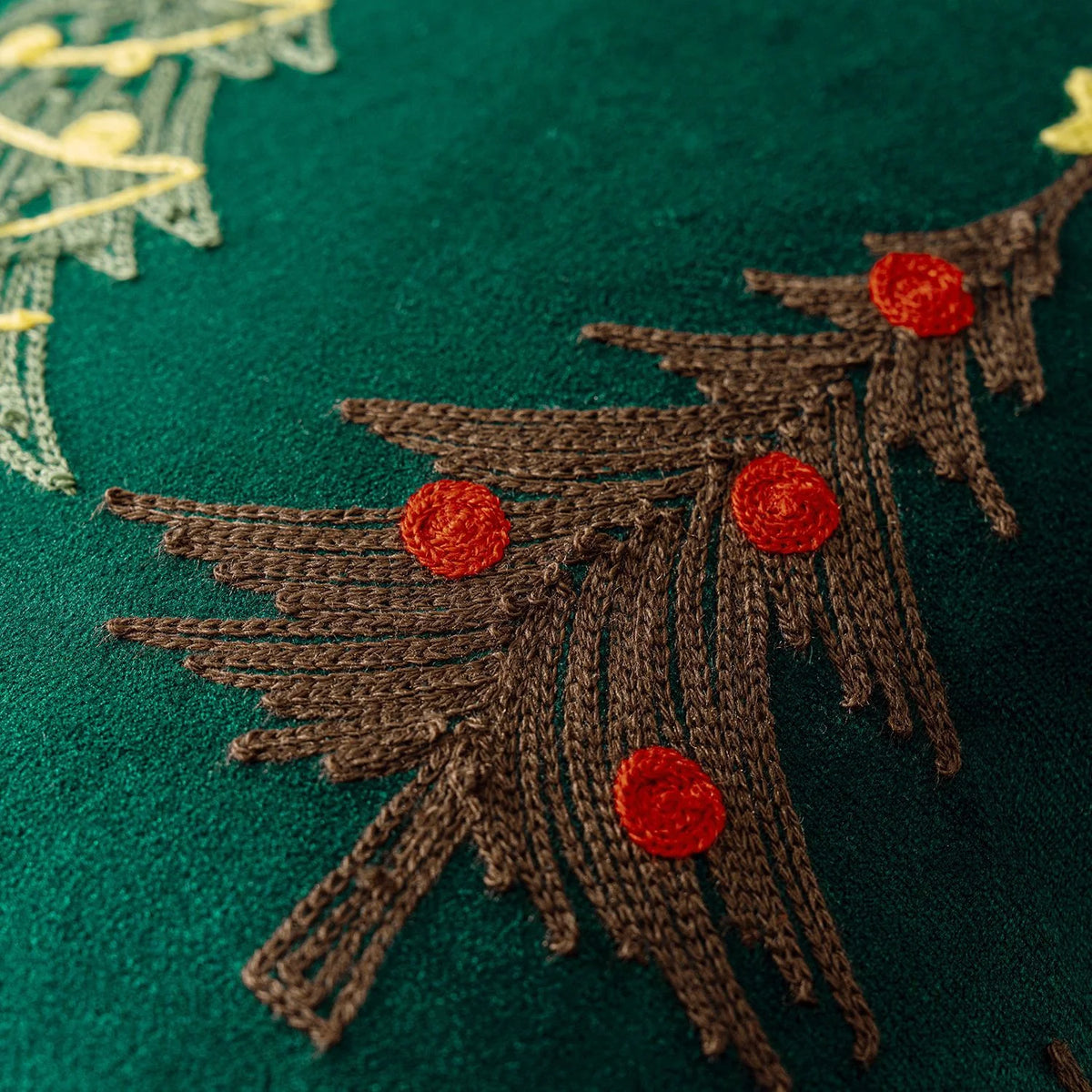 Pillow Cover Plush Velvet Hand-Stitched Christmas Trees Hidden Zipper