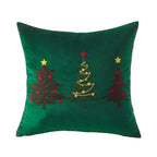 Pillow Cover Plush Velvet Hand-Stitched Christmas Trees Hidden Zipper
