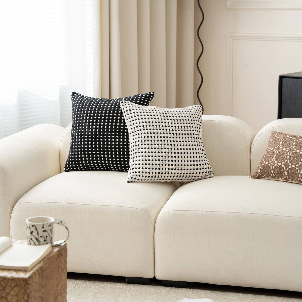Pillow Cover Point Tufted Linen Feel Concealed Zipper