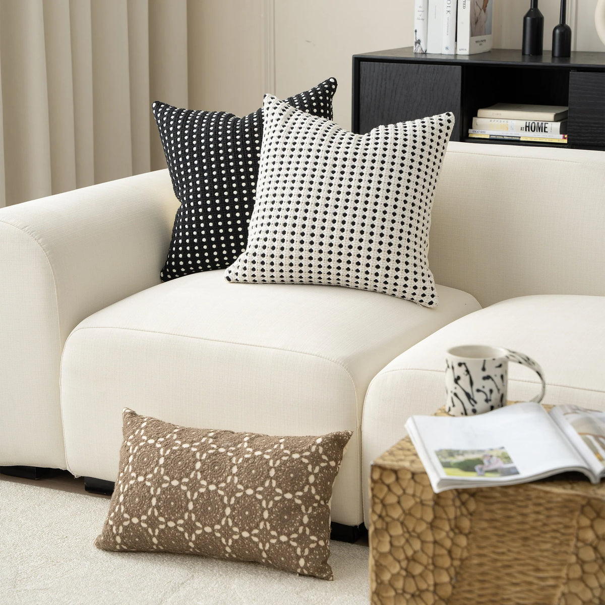 Pillow Cover Point Tufted Linen Feel Concealed Zipper