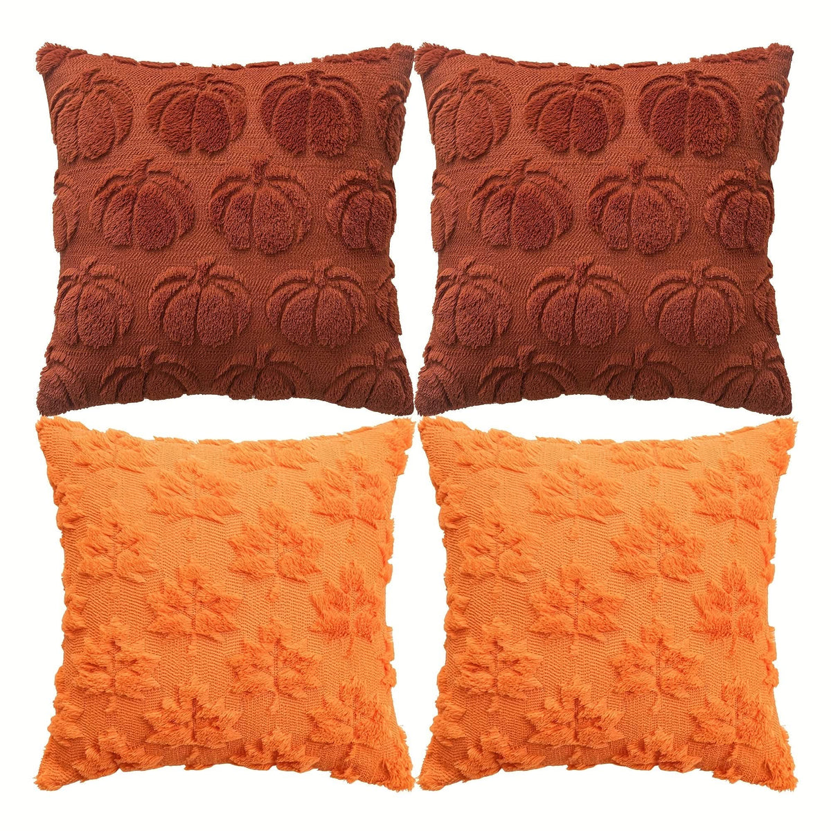 Pillow Cover Pumpkin Pattern Soft Fleece Concealed Zipper