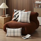 Pillow Cover Rectangular Woven Waffle & Check Reversible Chenille