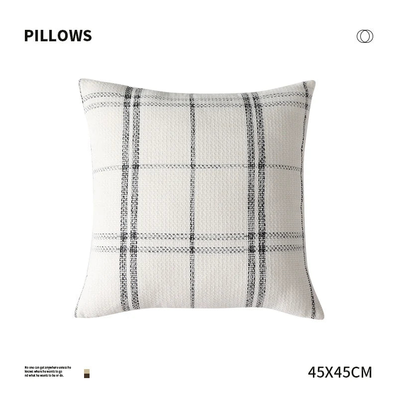 Pillow Cover Rectangular Woven Waffle & Check Reversible Chenille