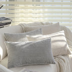 Pillow Cover Reversible Ribbed Microvelvet & Sherpa Hidden Zipper