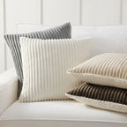 Pillow Cover Reversible Ribbed Microvelvet & Sherpa Hidden Zipper