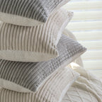 Pillow Cover Reversible Ribbed Microvelvet & Sherpa Hidden Zipper