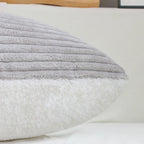 Pillow Cover Reversible Ribbed Microvelvet & Sherpa Hidden Zipper