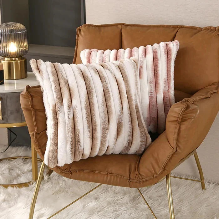 Pillow Cover Ribbed Faux Fur 18x18 Inch Concealed Zipper