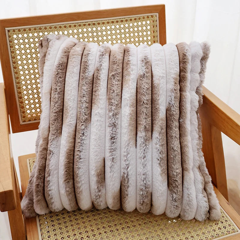 Pillow Cover Ribbed Faux Fur 18x18 Inch Concealed Zipper