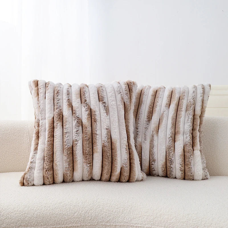 Pillow Cover Ribbed Faux Fur 18x18 Inch Concealed Zipper