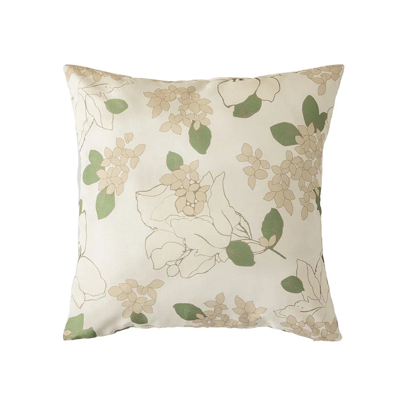 Pillow Cover Sketched Floral Linen-Look Concealed Zipper