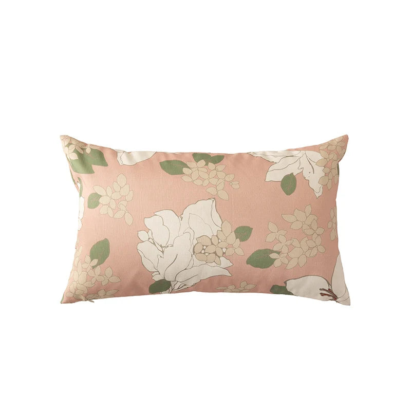 Pillow Cover Sketched Floral Linen-Look Concealed Zipper