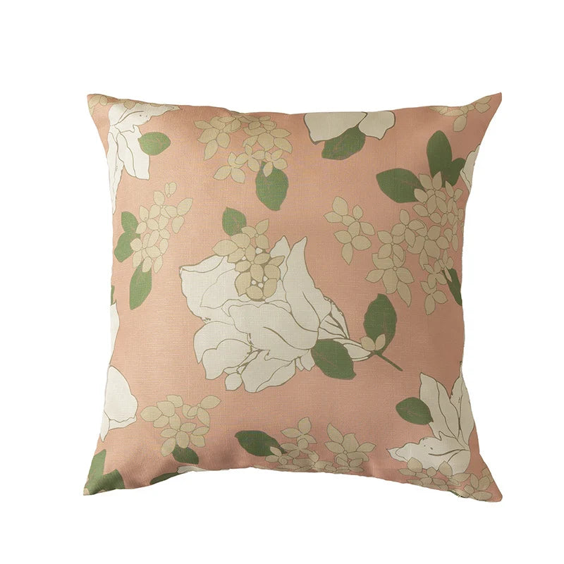 Pillow Cover Sketched Floral Linen-Look Concealed Zipper