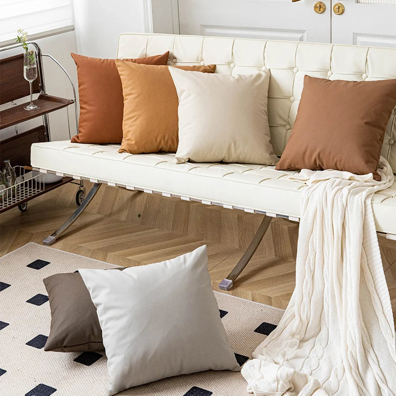 Pillow Cover Square Linen-Feel Hidden Zipper Machine Washable