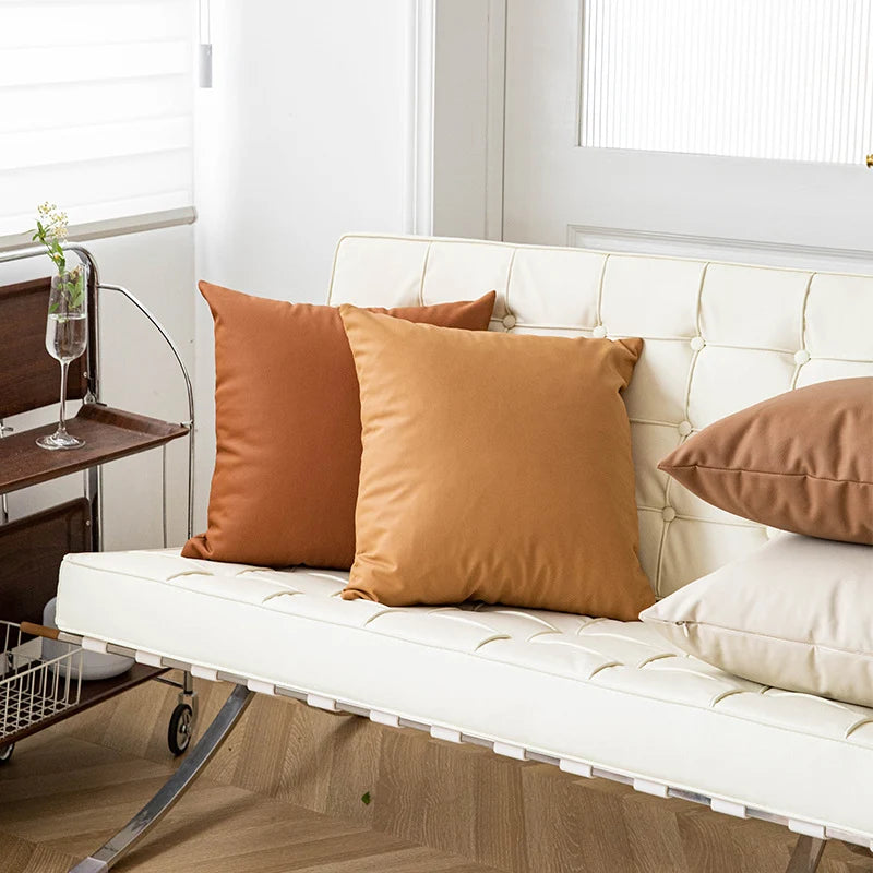 Pillow Cover Square Linen-Feel Hidden Zipper Machine Washable