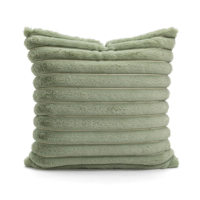 Pillow Cover Teddy Plush Layered Ribbed Reversible 18x18