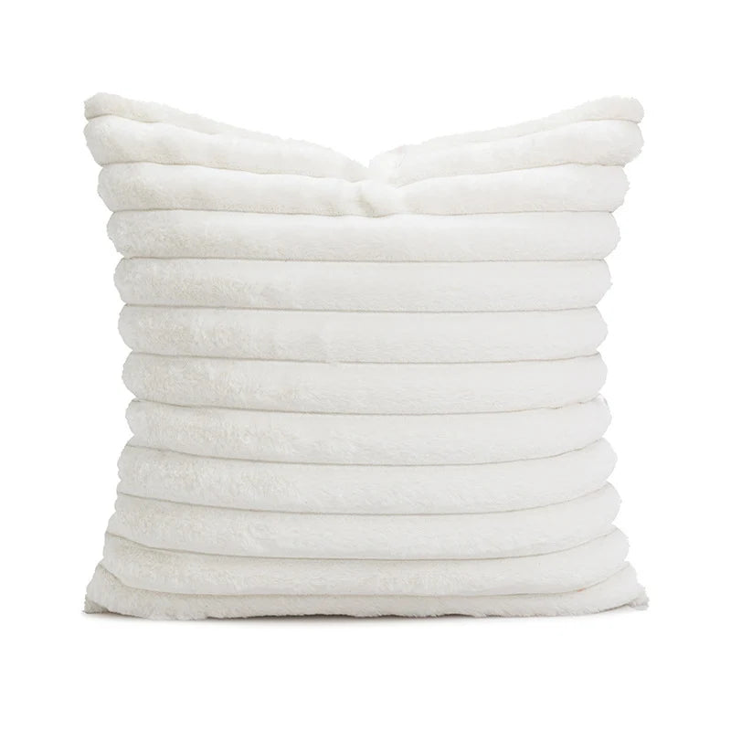 Pillow Cover Teddy Plush Layered Ribbed Reversible 18x18