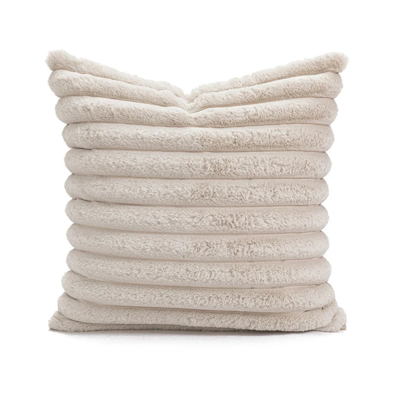 Pillow Cover Teddy Plush Layered Ribbed Reversible 18x18