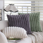 Pillow Cover Teddy Plush Layered Ribbed Reversible 18x18